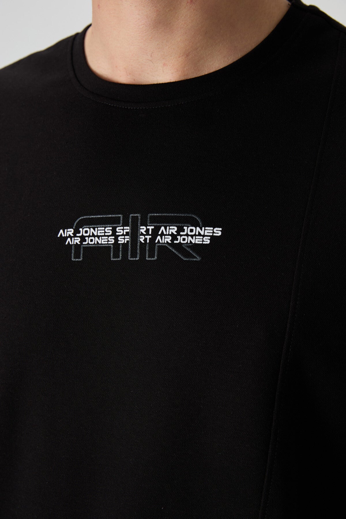 Black Cotton Thick Textured Surface Oversize Fit Printed Men's T-Shirt - 88372