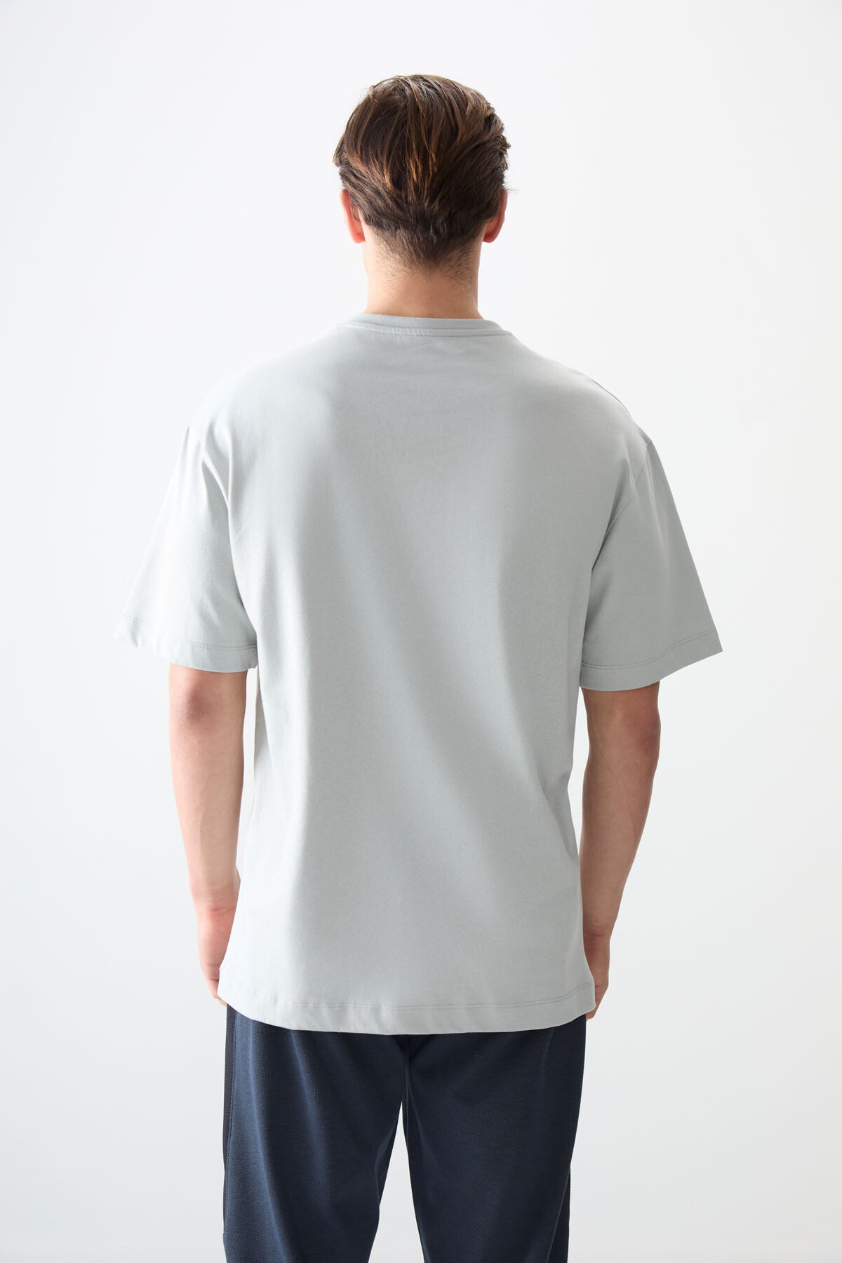 Stone 100% Cotton Thick Soft Textured Oversize Fit Printed Men's T-Shirt - 88359