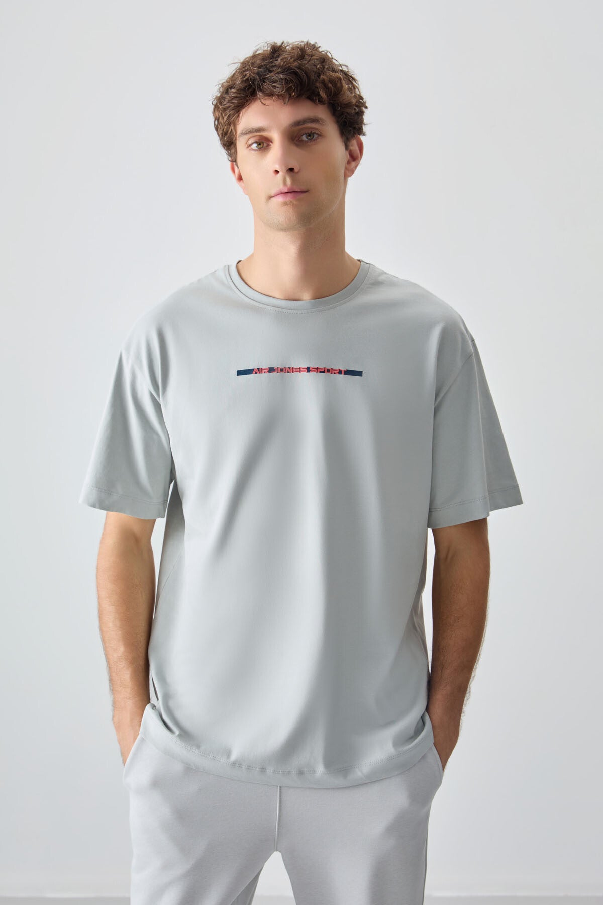 Stone 100% Cotton Thick Soft Textured Oversize Fit Printed Men's T-Shirt - 88358
