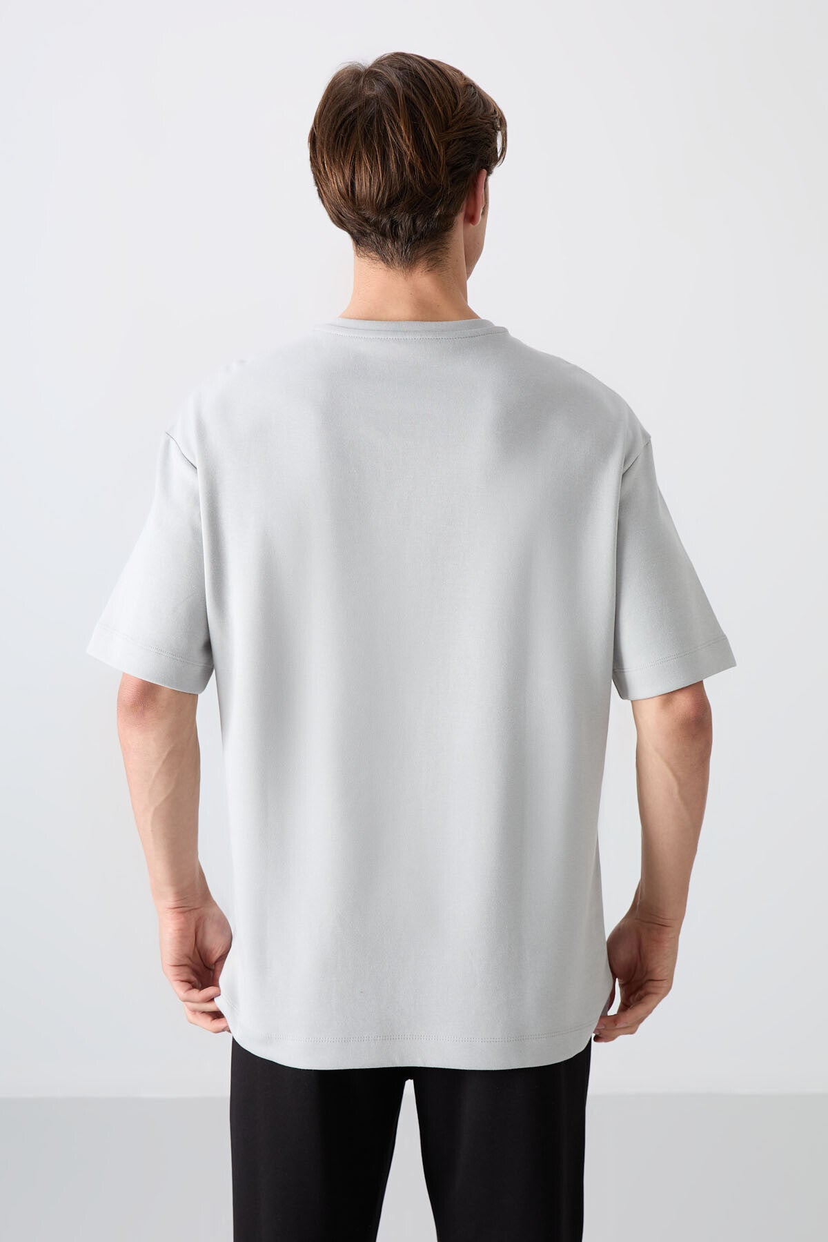 Stone Cotton Thick Soft Textured Oversize Fit Printed Men's T-Shirt - 88325