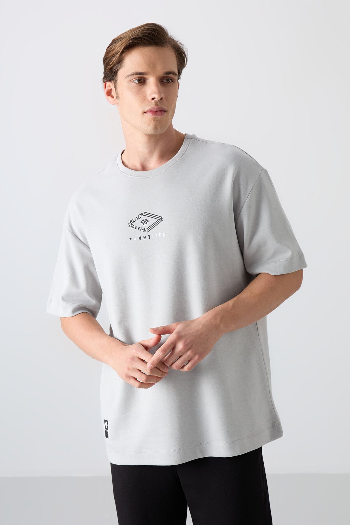 Stone Cotton Thick Soft Textured Oversize Fit Printed Men's T-Shirt - 88325