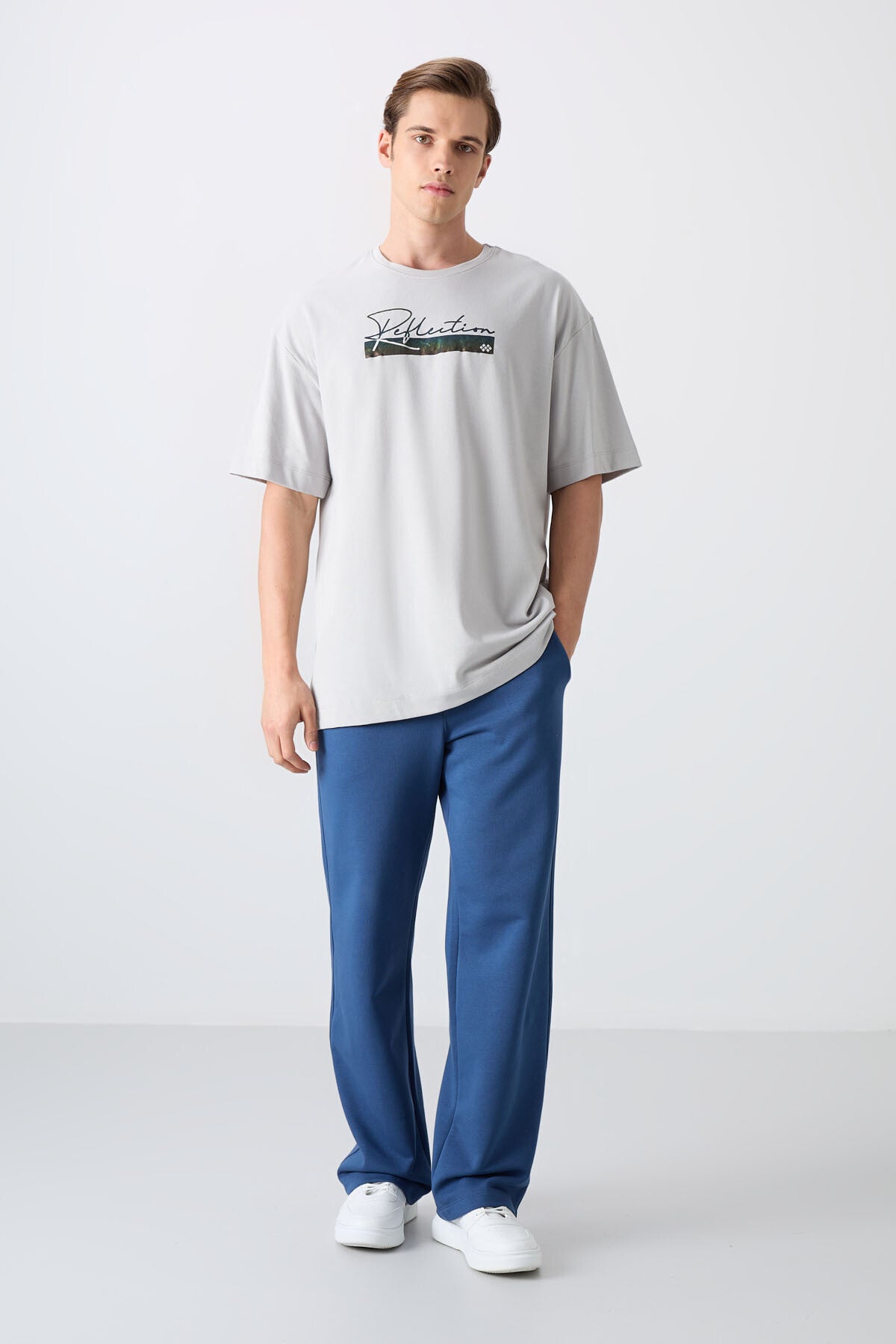 Stone Cotton Thick Soft Textured Oversize Fit Printed Men's T-Shirt - 88334