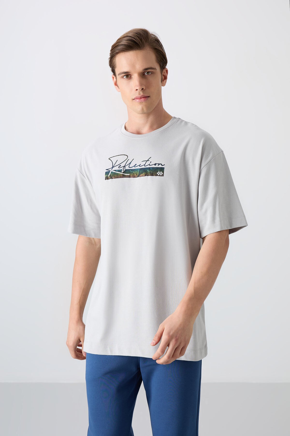 Stone Cotton Thick Soft Textured Oversize Fit Printed Men's T-Shirt - 88334
