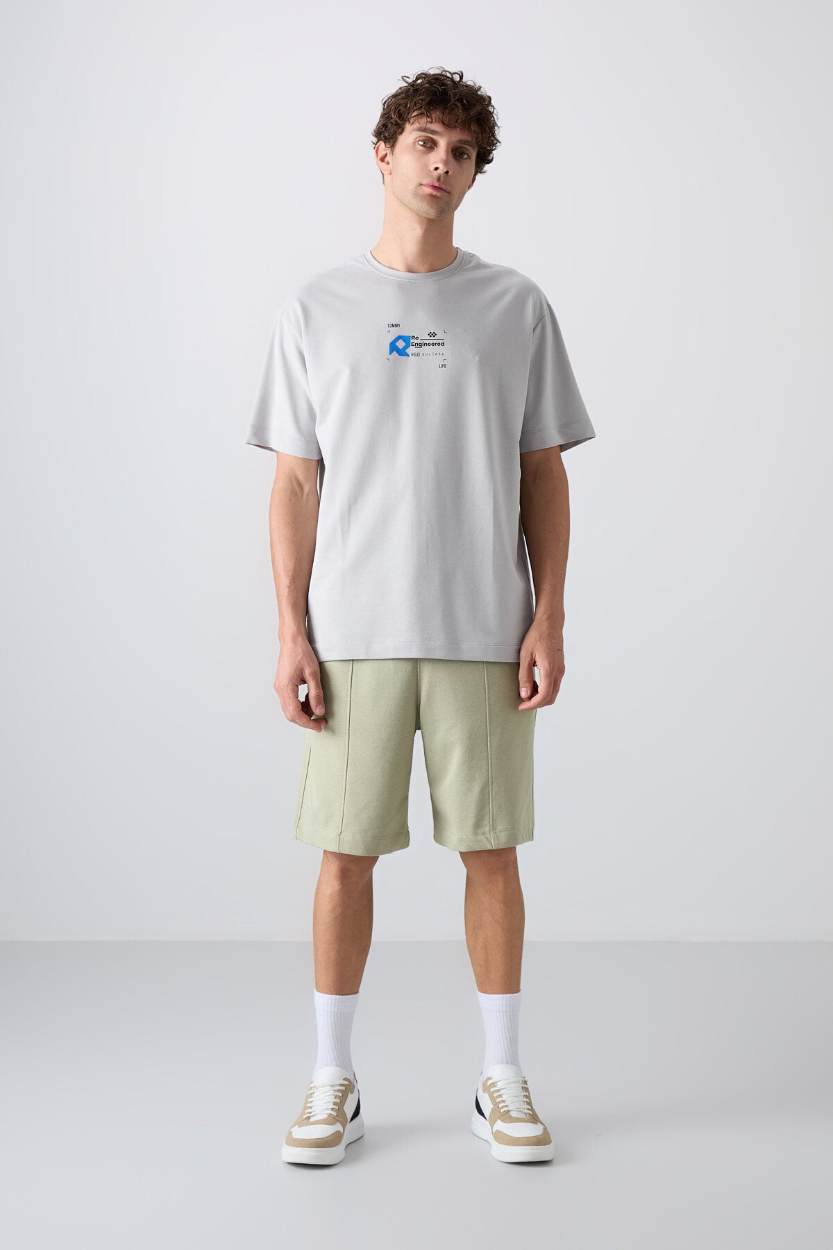 Stone Cotton Thick Soft Textured Oversize Fit Printed Men's T-Shirt - 88350