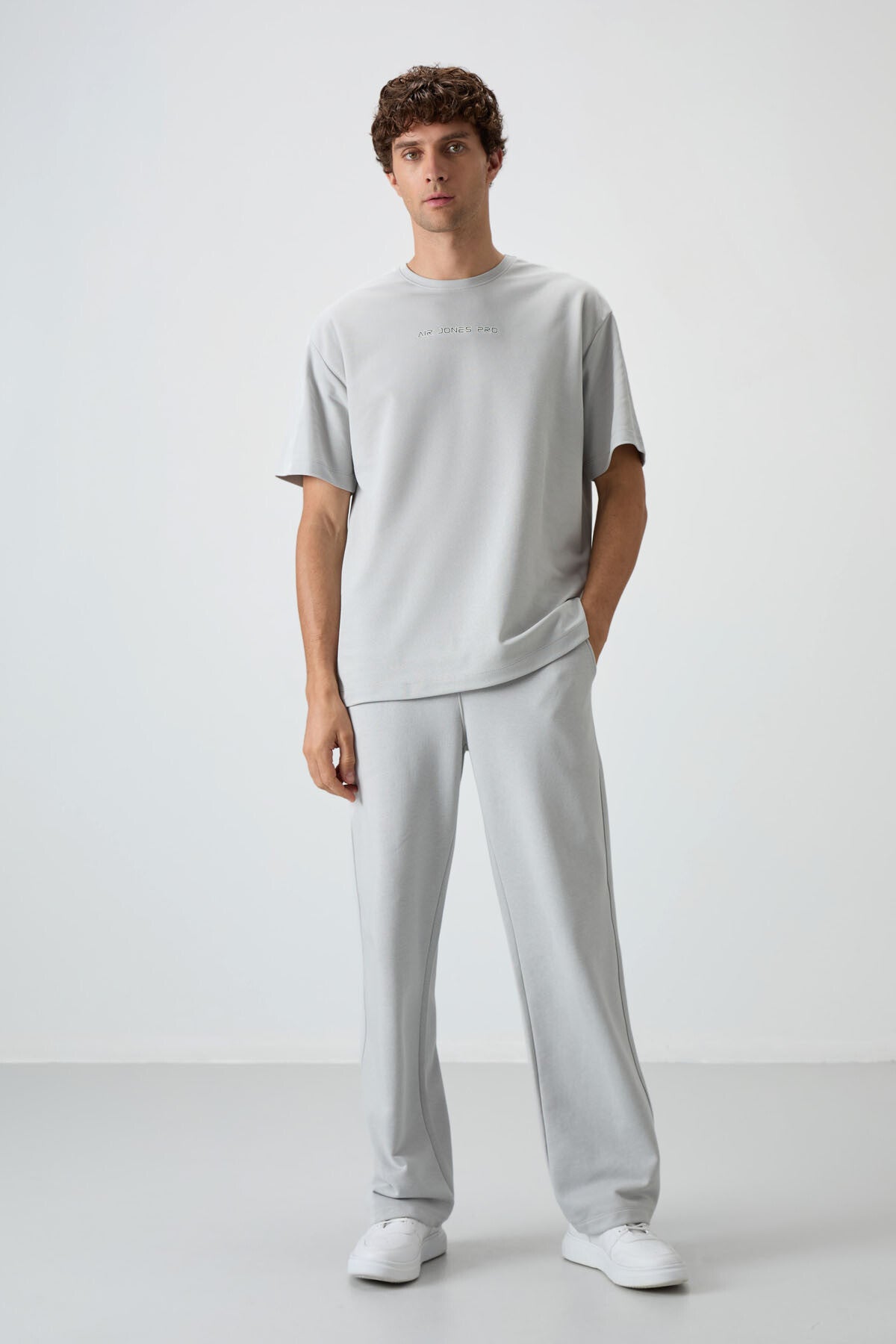 Stone Cotton Thick Textured Surface Oversize Fit Printed Men's T-Shirt - 88364