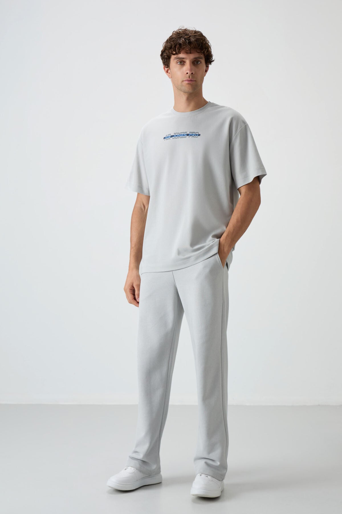 Stone Cotton Thick Textured Surface Oversize Fit Printed Men's T-Shirt - 88365