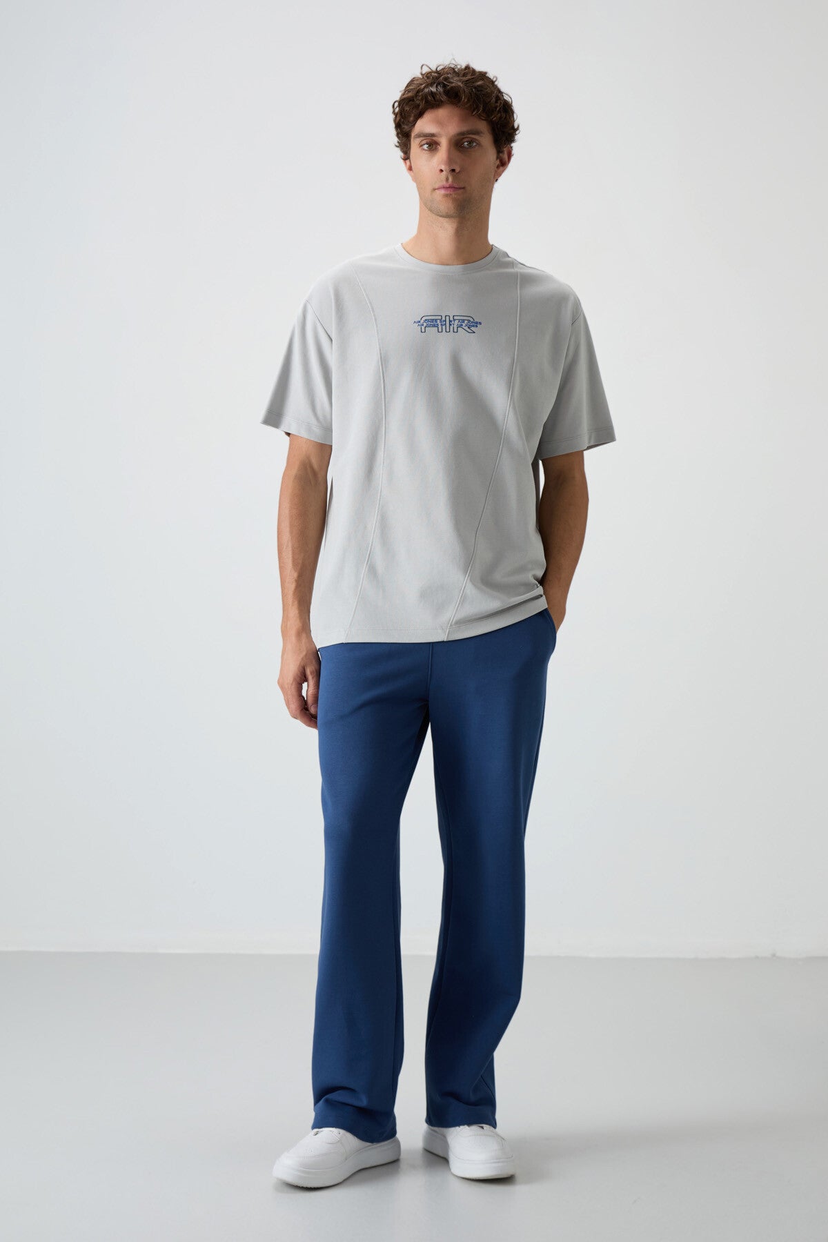 Stone Cotton Thick Textured Surface Oversize Fit Printed Men's T-Shirt - 88372