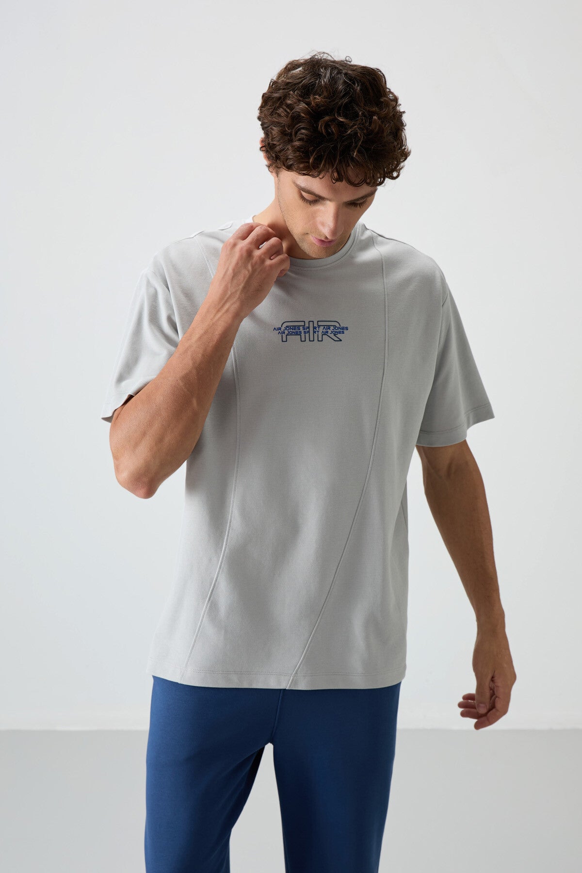 Stone Cotton Thick Textured Surface Oversize Fit Printed Men's T-Shirt - 88372
