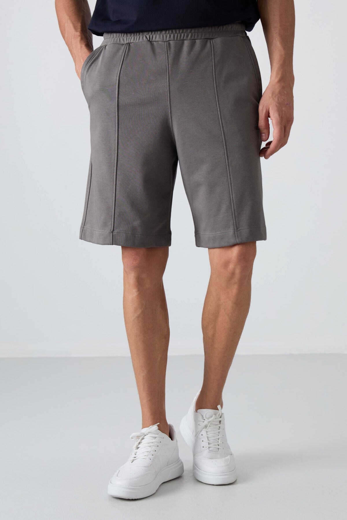 Dark Grey Cotton Thick Soft Textured Comfort Fit Basic Men's Shorts - 81261