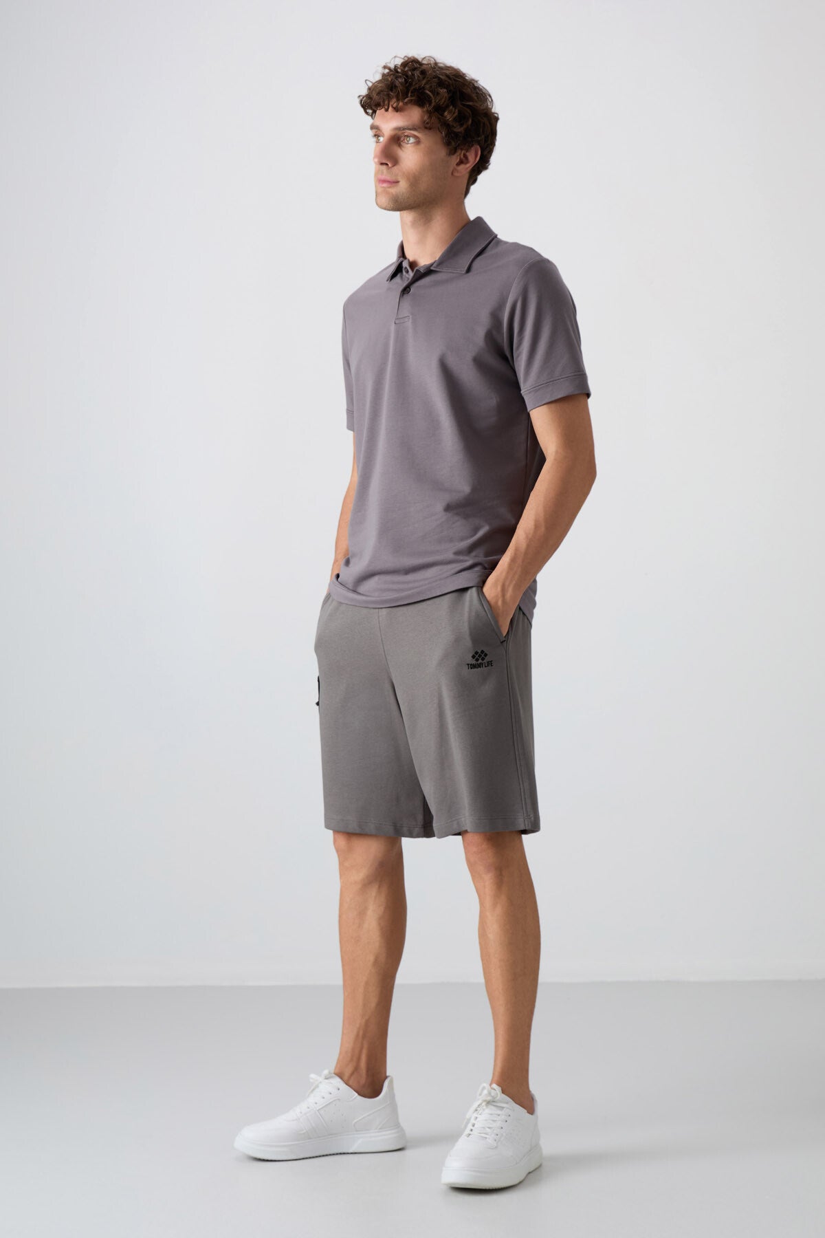 Dark Gray Cotton Thick Soft Textured Comfort Fit Printed Men's Shorts - 81266