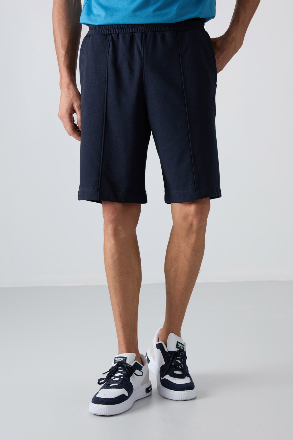 Navy Blue Cotton Thick Soft Textured Comfort Fit Basic Men's Shorts - 81261