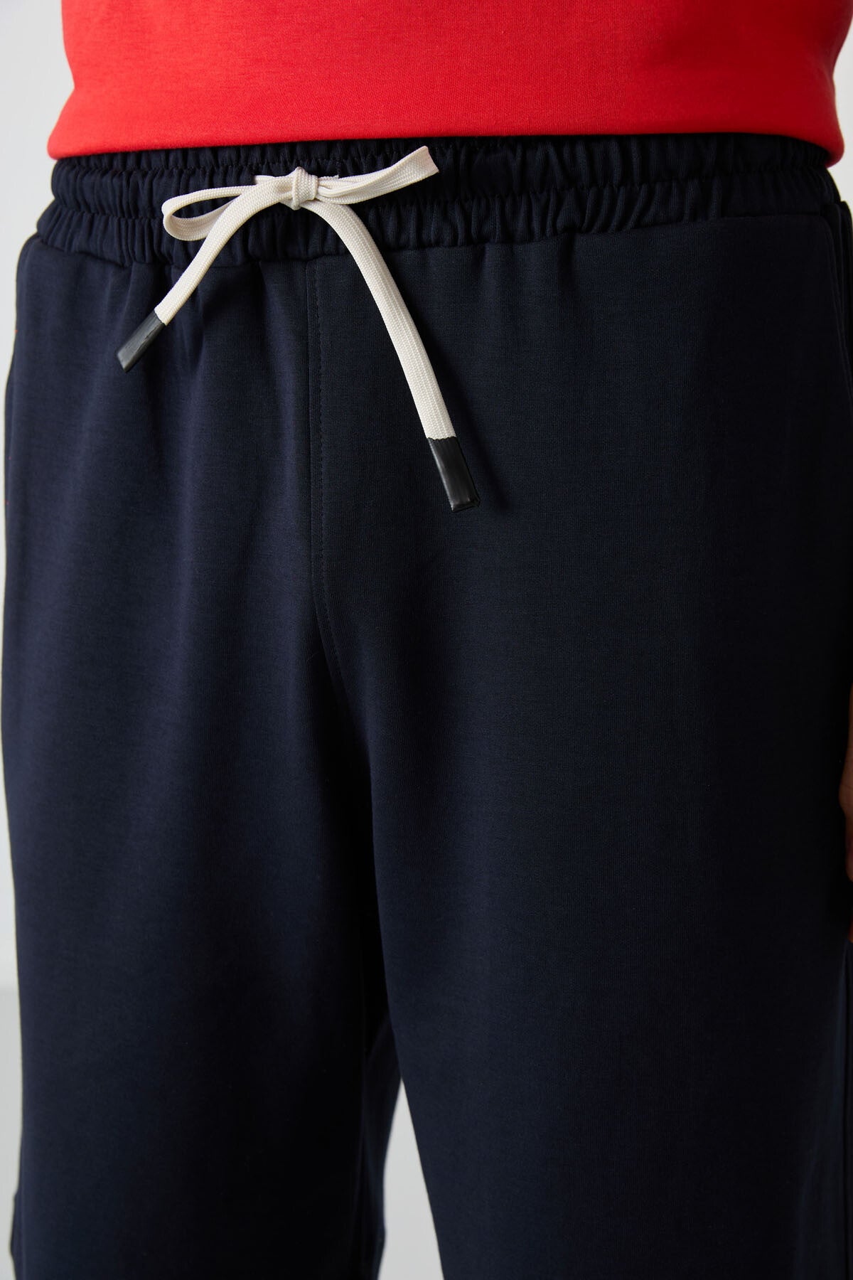 Fiesta - Navy Blue Cotton Thick Soft Textured Oversize Fit Basic Men's Shorts Set - 85249