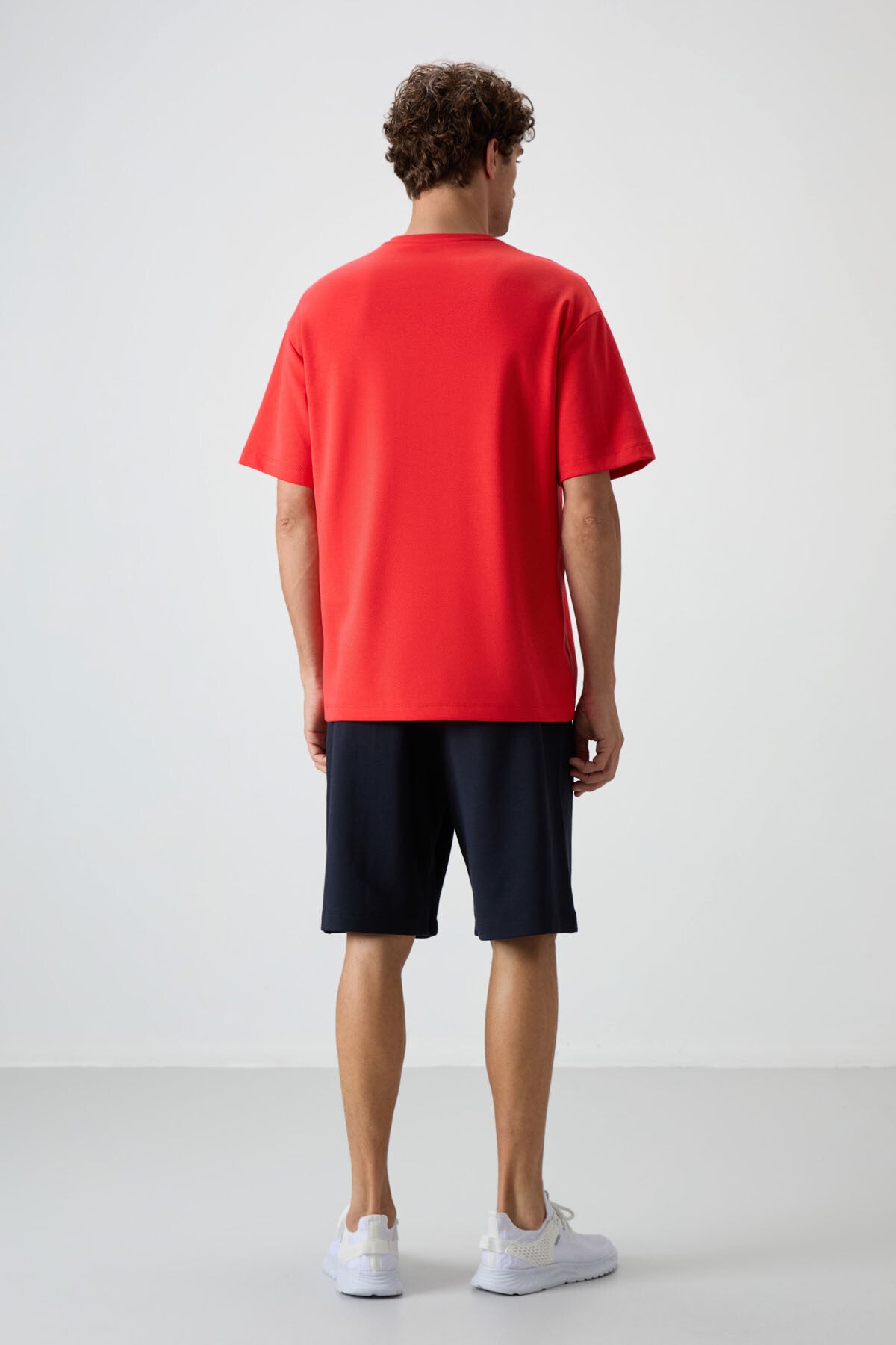Fiesta - Navy Blue Cotton Thick Soft Textured Oversize Fit Basic Men's Shorts Set - 85249