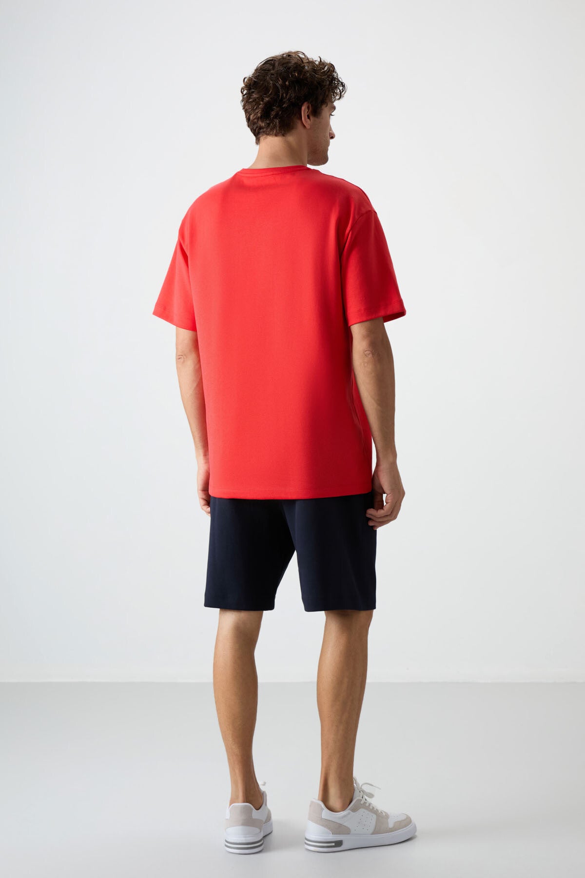 Fiesta - Navy Blue Cotton Thick Soft Textured Oversize Fit Embroidered Men's Shorts Set - 85250