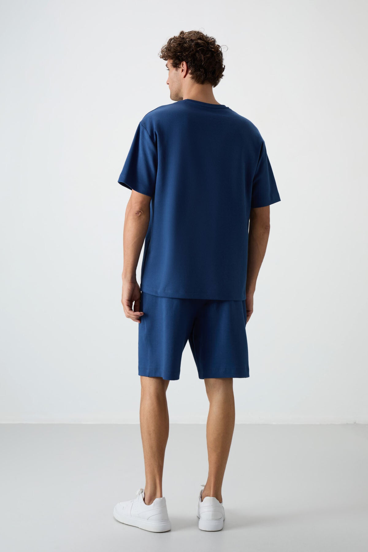 Parlament Cotton Thick Soft Textured Oversize Fit Embroidered Men's Shorts Set - 85250