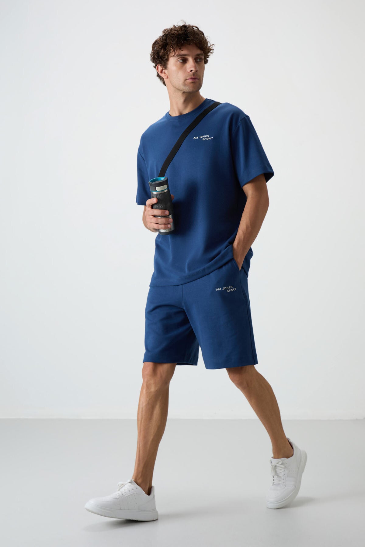 Parlament Cotton Thick Soft Textured Oversize Fit Embroidered Men's Shorts Set - 85250