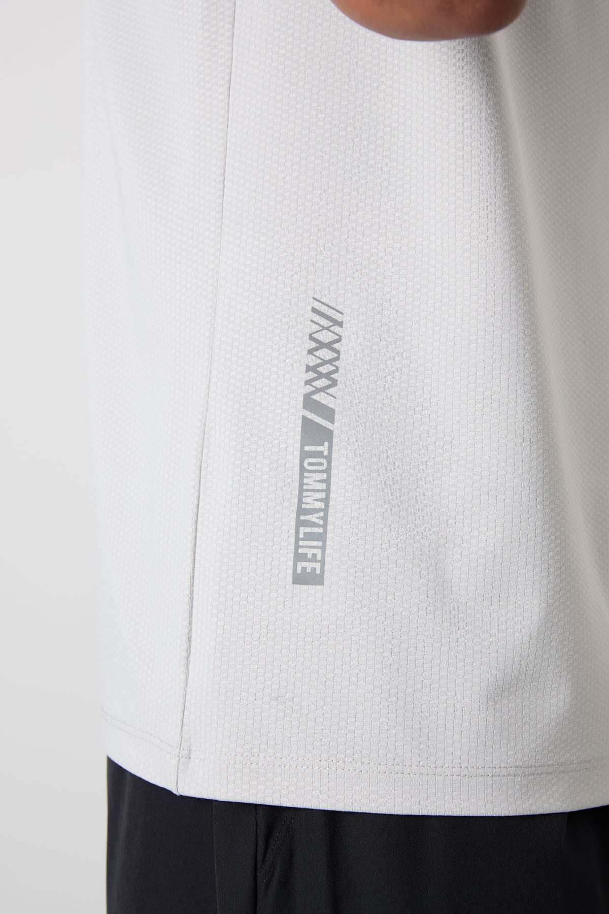 Stone Polyester Breathable Textured Thin Flexible Standard Fit Men's Performance T-Shirt - 88388