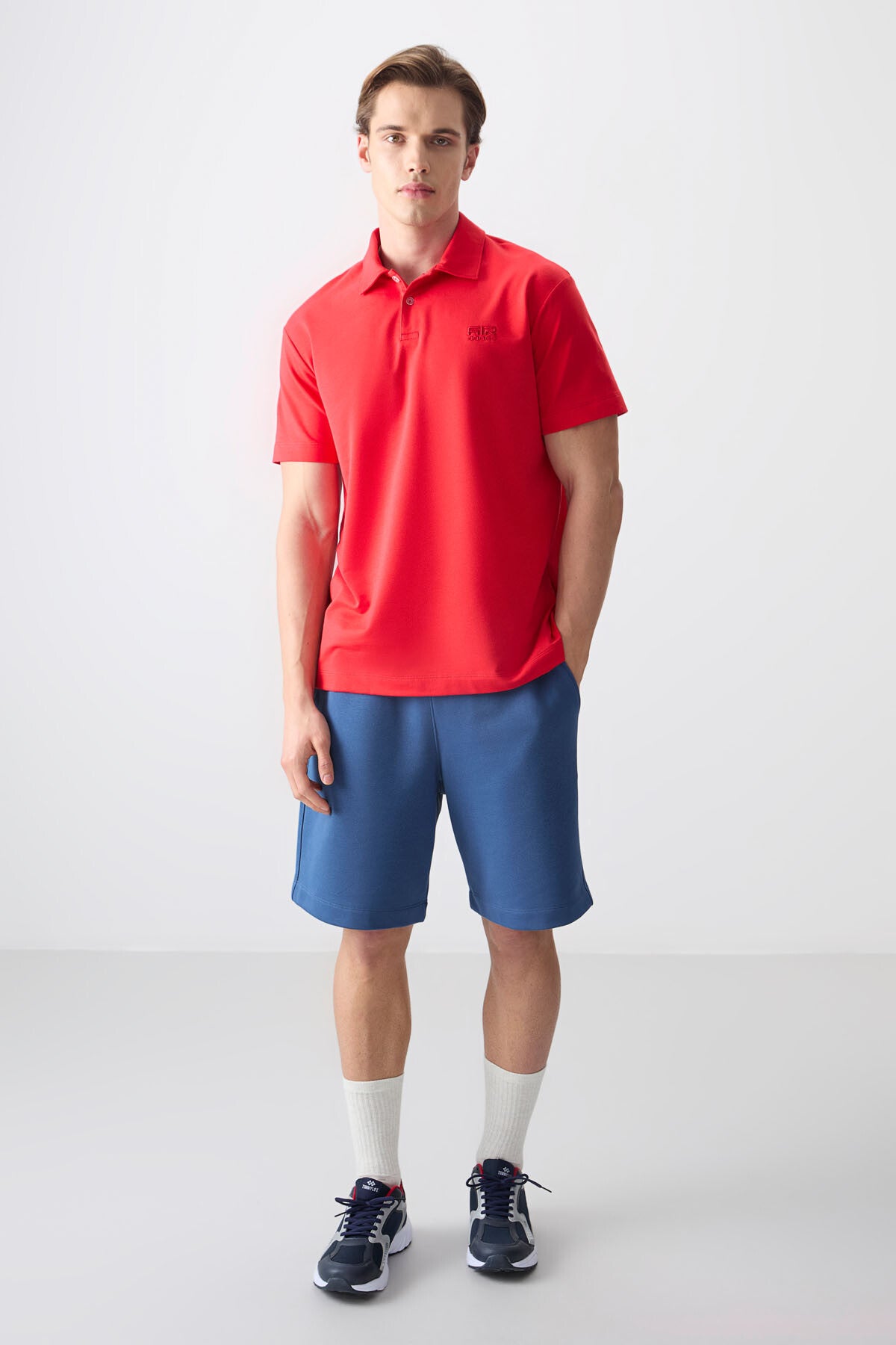 Fiesta Cotton Thick Soft Textured Polo Collar Oversize Fit Basic Men's T-Shirt - 88381