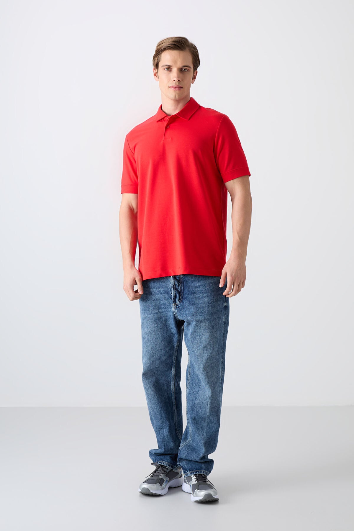 Fiesta Cotton Thick Soft Textured Standard Fit Basic Polo Collar Men's T-Shirt - 88351
