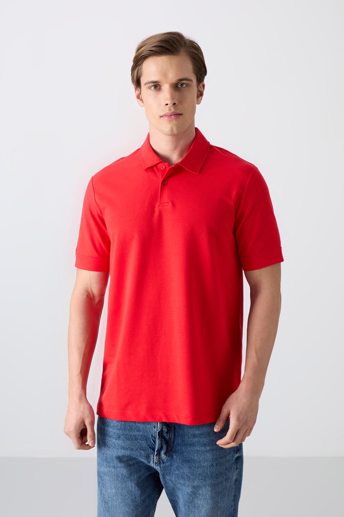 Fiesta Cotton Thick Soft Textured Standard Fit Basic Polo Collar Men's T-Shirt - 88351