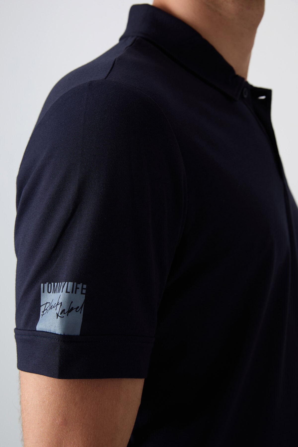 Navy Blue Cotton Thick Soft Textured Standard Fit Basic Polo Collar Men's T-Shirt - 88351