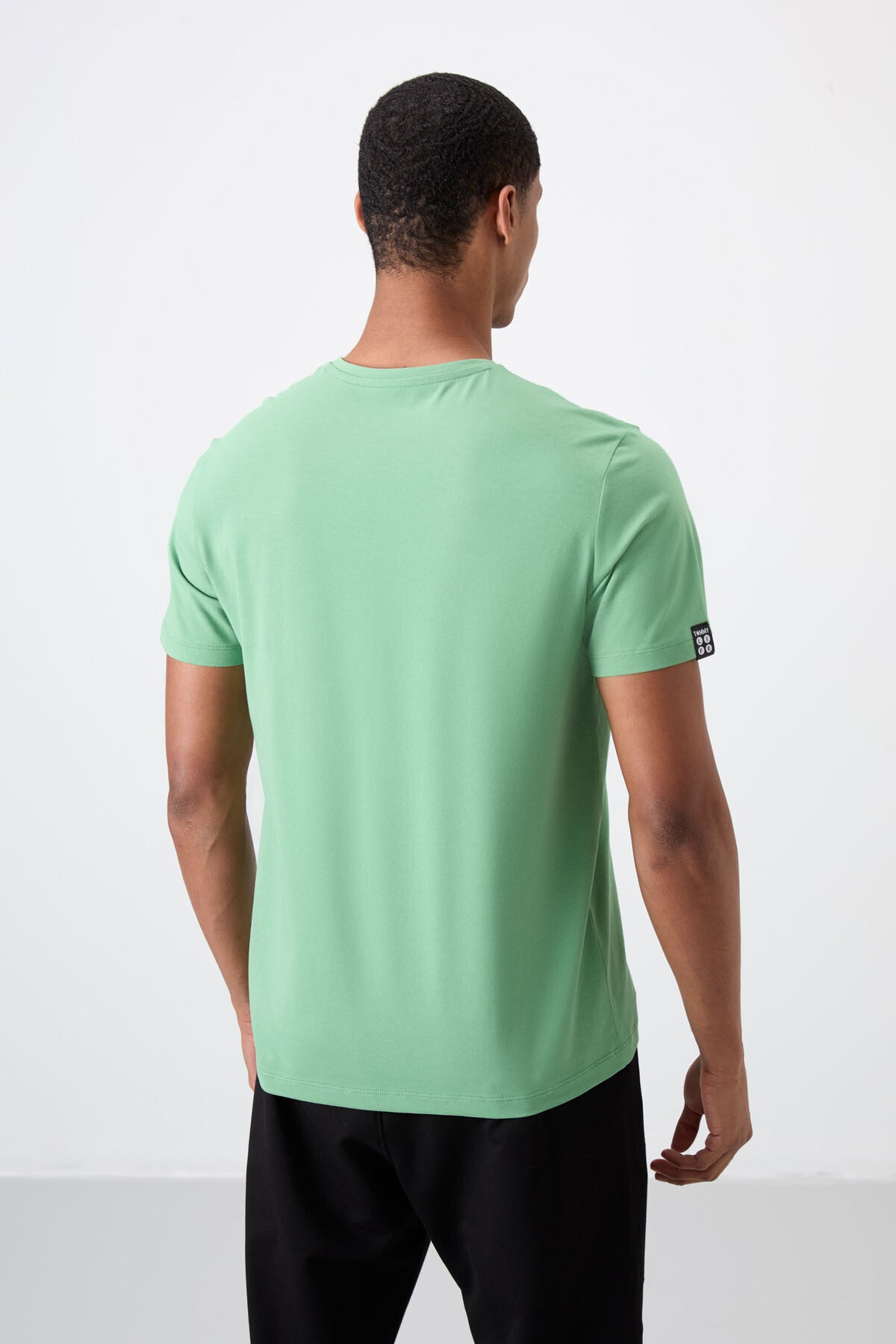 Pastel Green Basic Short Sleeve Standard Fit V-Neck Men's T-Shirt - 87912
