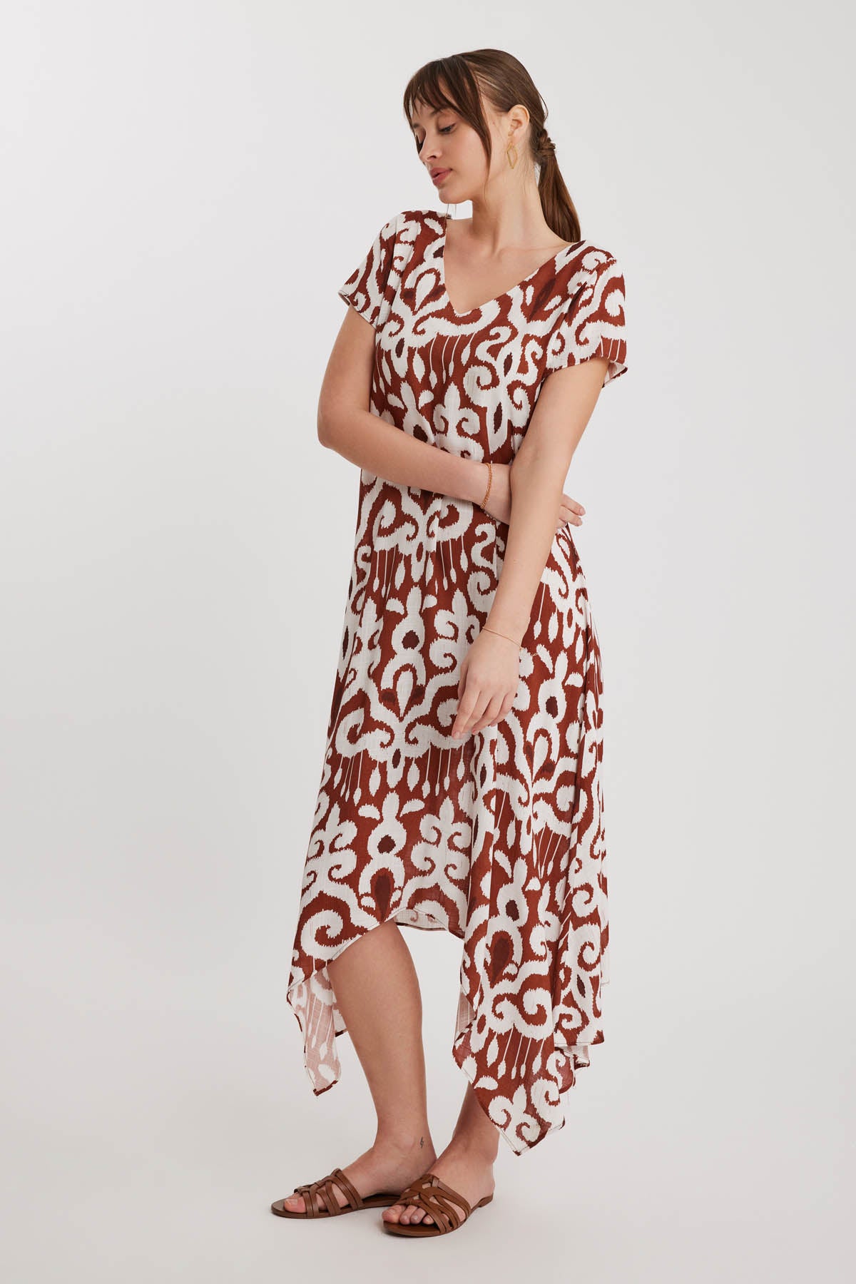 ETHNIC PATTERN ASYMMETRIC SEGMENT DRESS