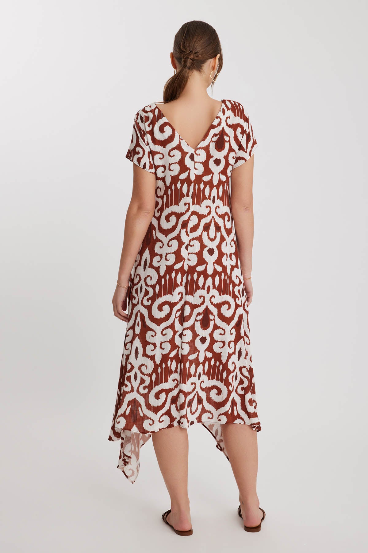 ETHNIC PATTERN ASYMMETRIC SEGMENT DRESS