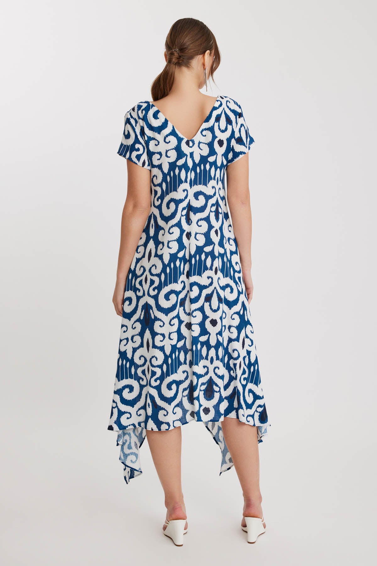 ETHNIC PATTERN ASYMMETRIC SEGMENT DRESS