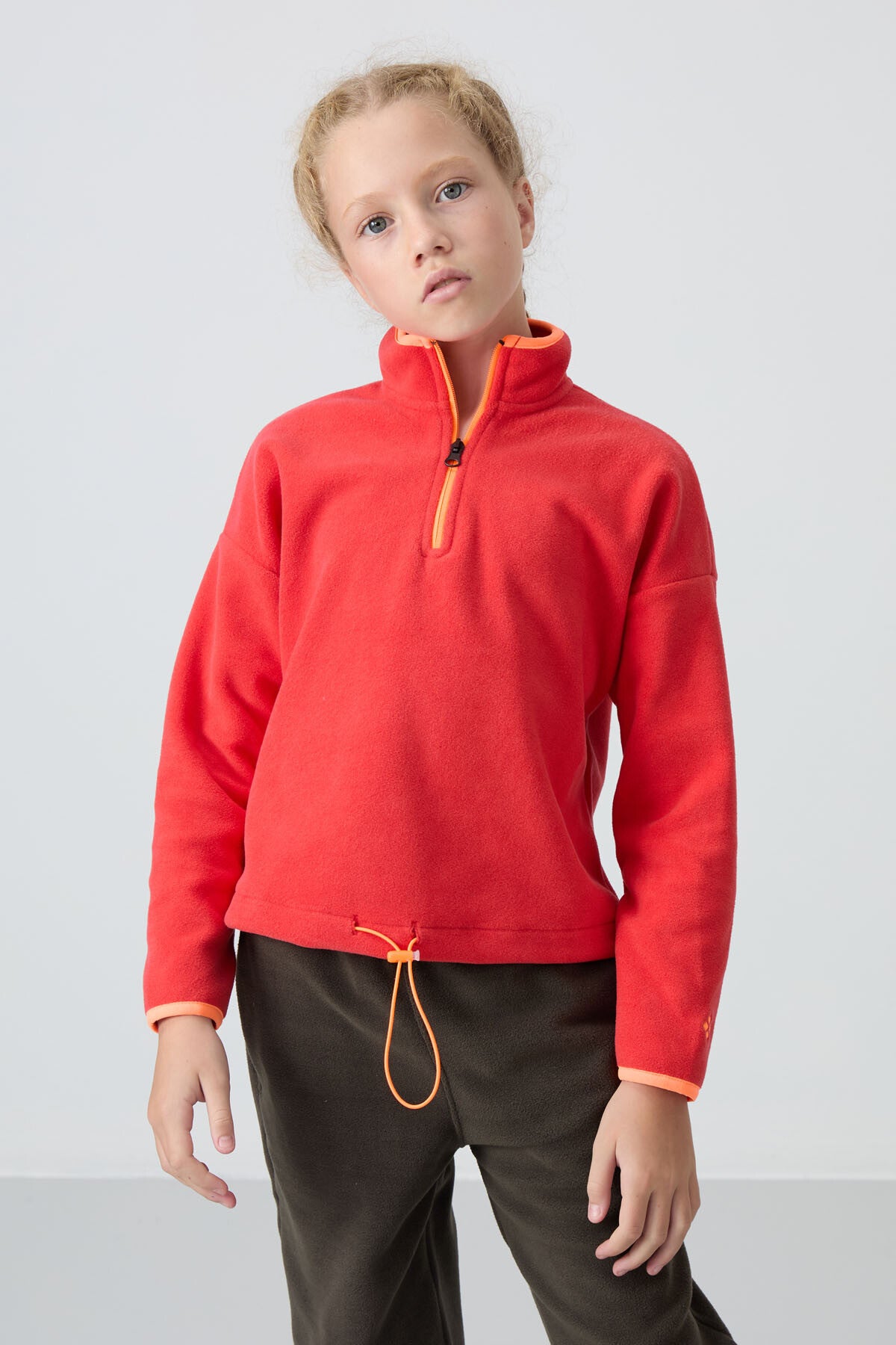 Fiesta Thick Soft Textured Standard Fit Embroidered Fleece Girls' Sweatshirt - 75151