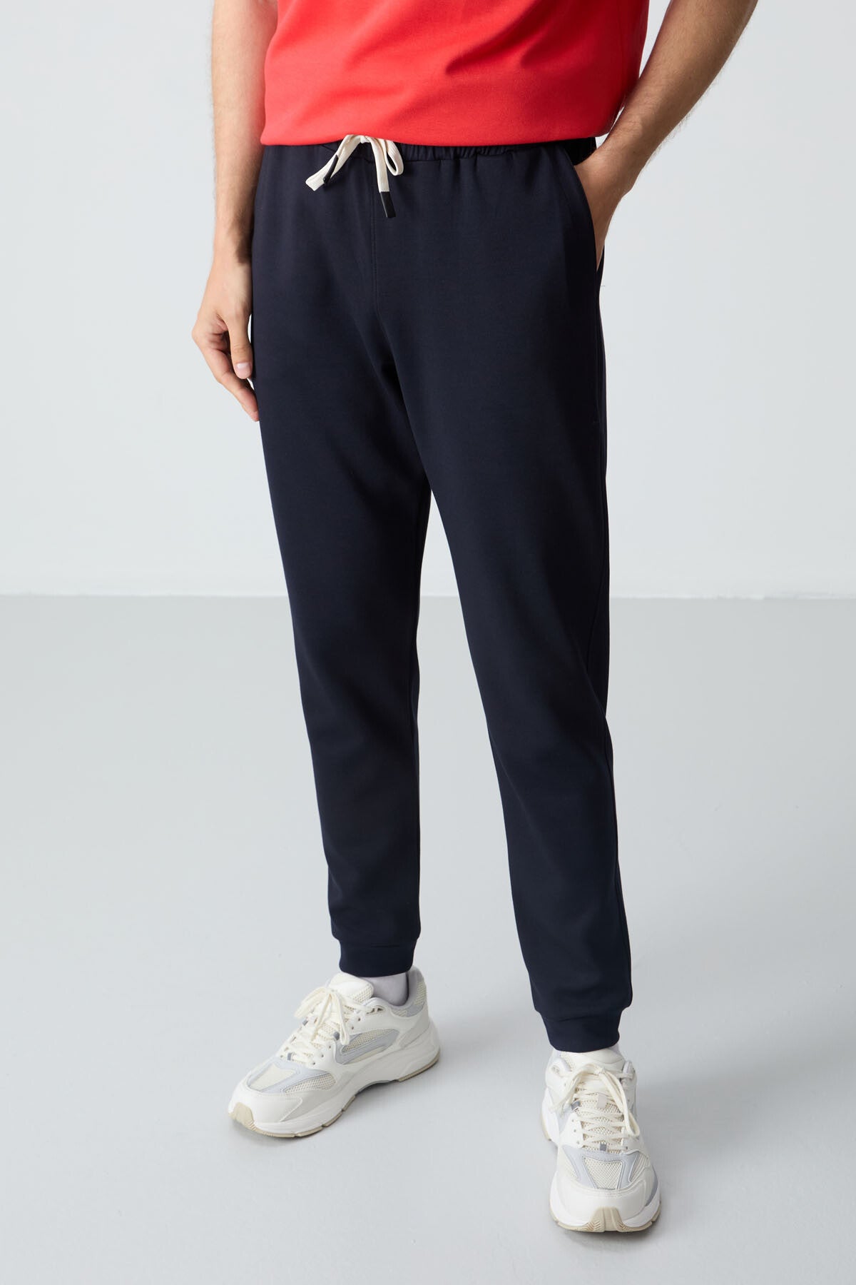 Fiesta Navy Blue Cotton Thick Soft Textured Oversize Fit Basic Men's Tracksuit Set - 85261