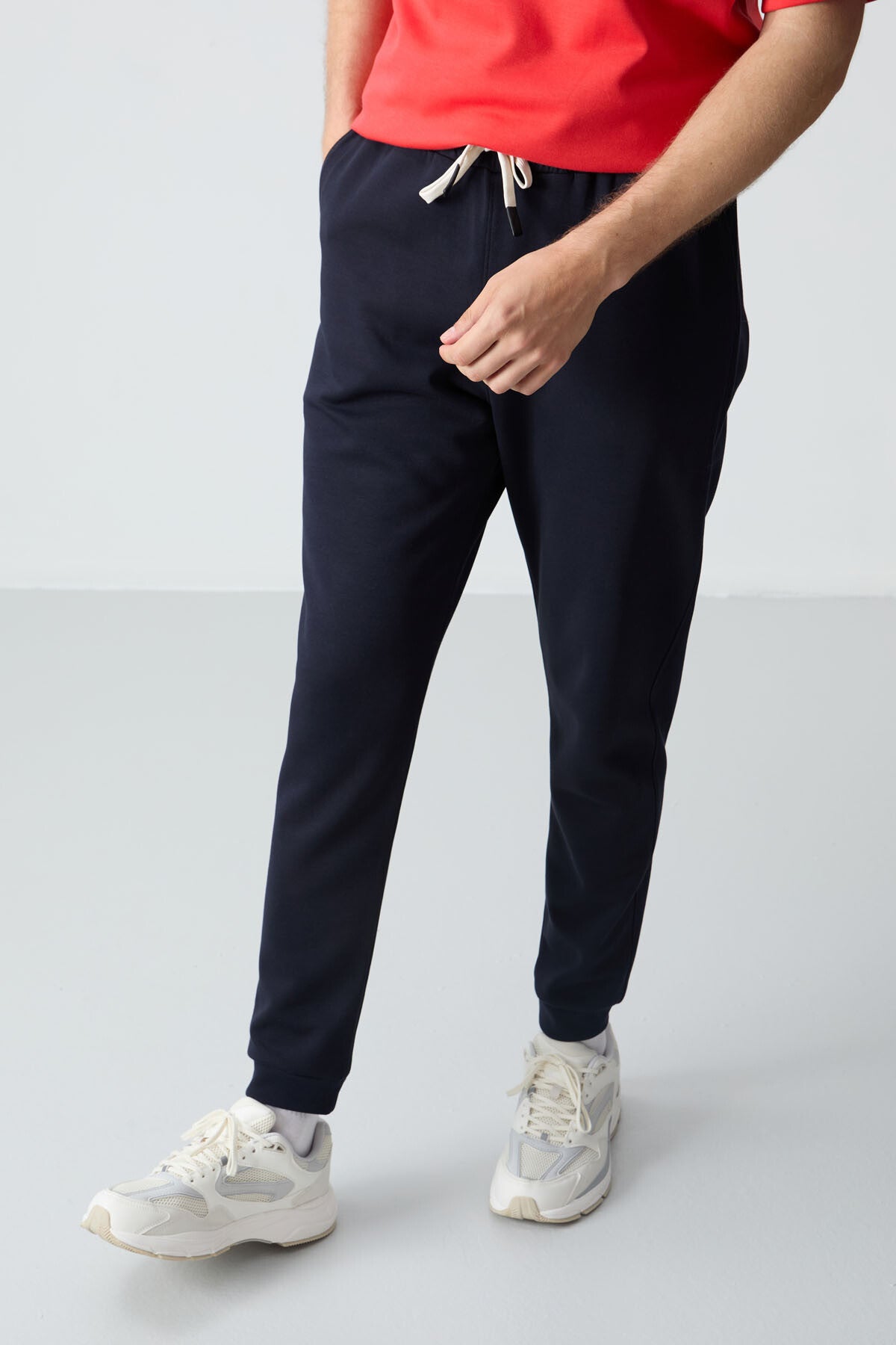 Fiesta Navy Blue Cotton Thick Soft Textured Oversize Fit Basic Men's Tracksuit Set - 85261