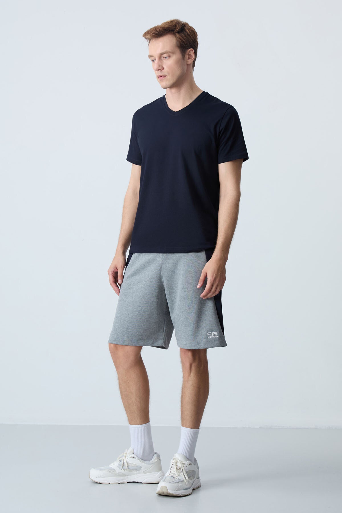 Grey Melange Cotton Thick Soft Textured Standard Fit Basic Men's Shorts - 81280