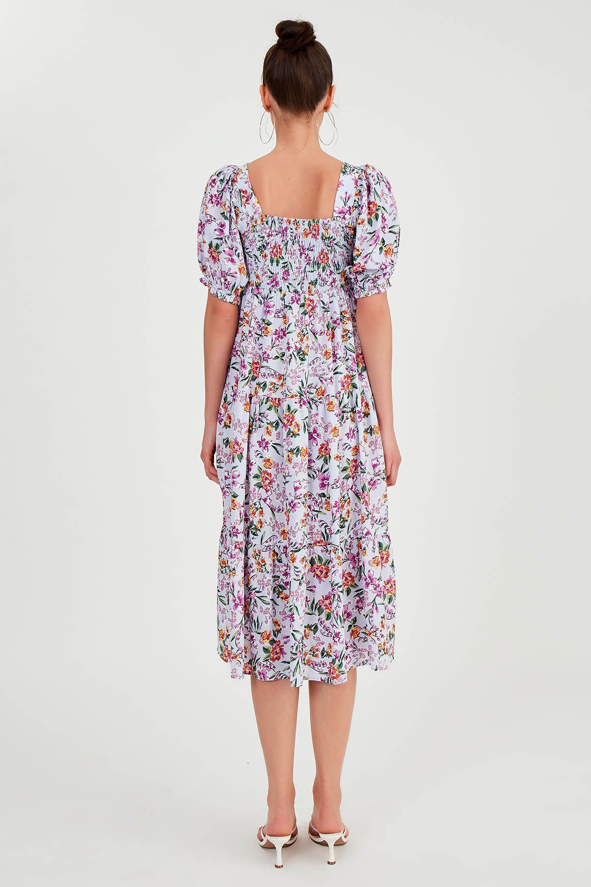 COILED LOOSE SLEEVE FLOWER DRESS