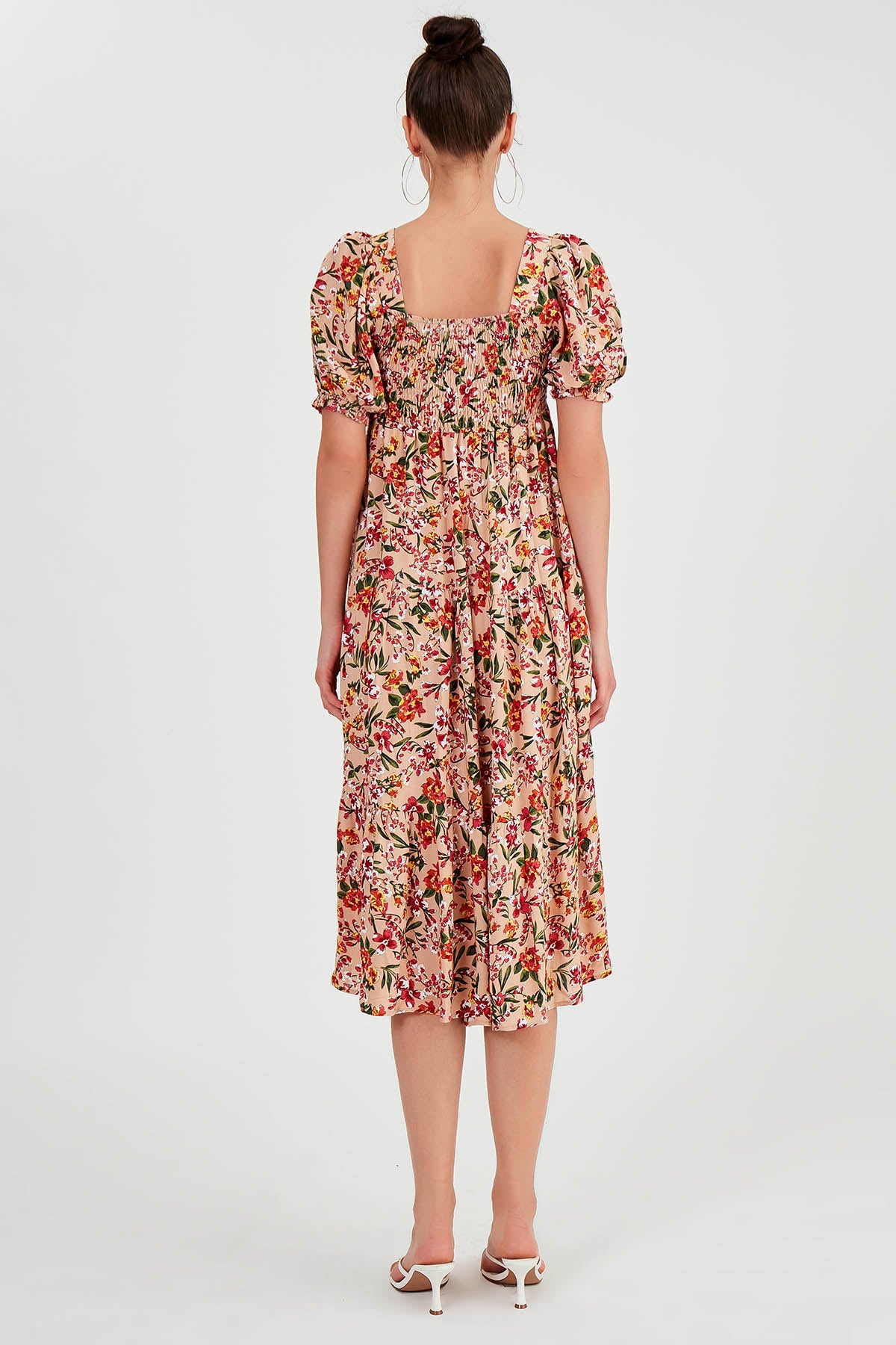 COILED LOOSE SLEEVE FLOWER DRESS