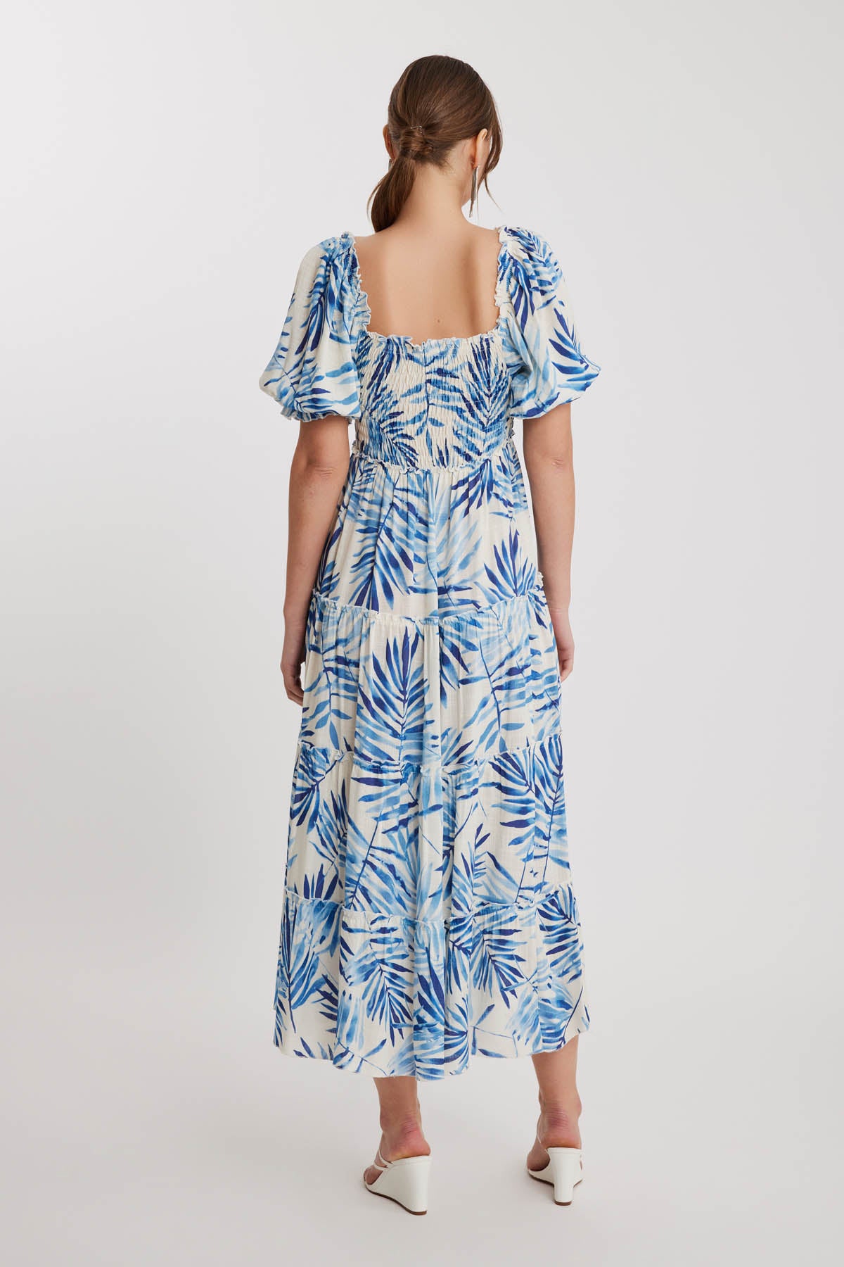 LONG DRESS WITH COILED LOOSE SLEEVE