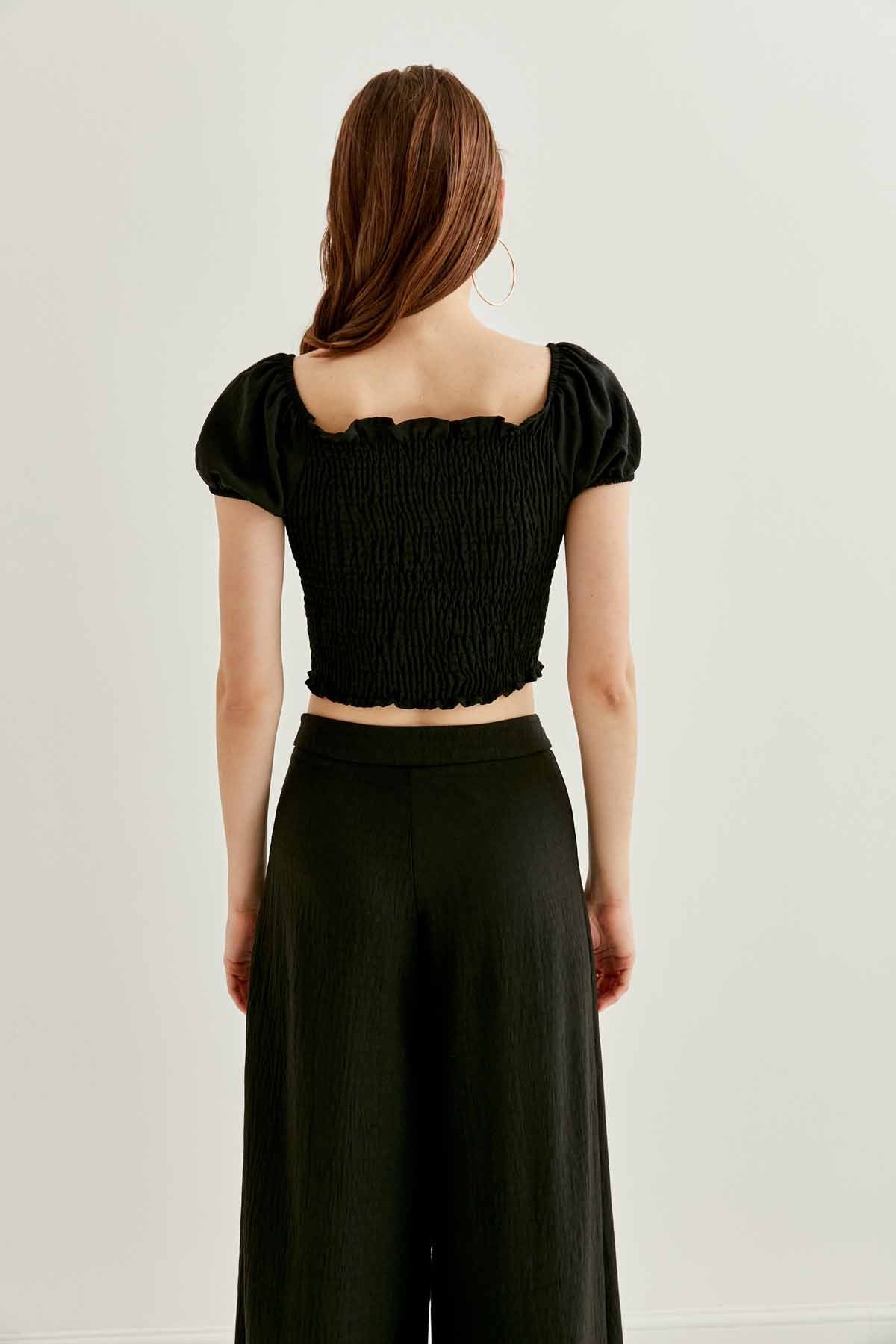 COILED FRONT DRAWSTRING MINI BLOUSE