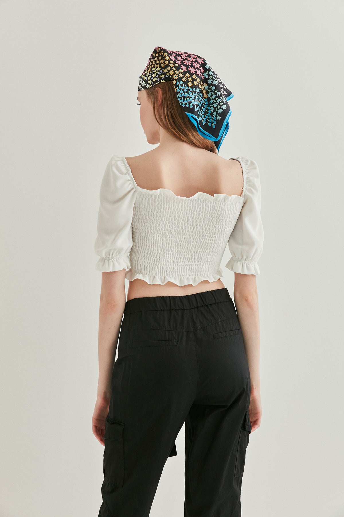 COILED FRONT DRAWSTRING MINI BLOUSE