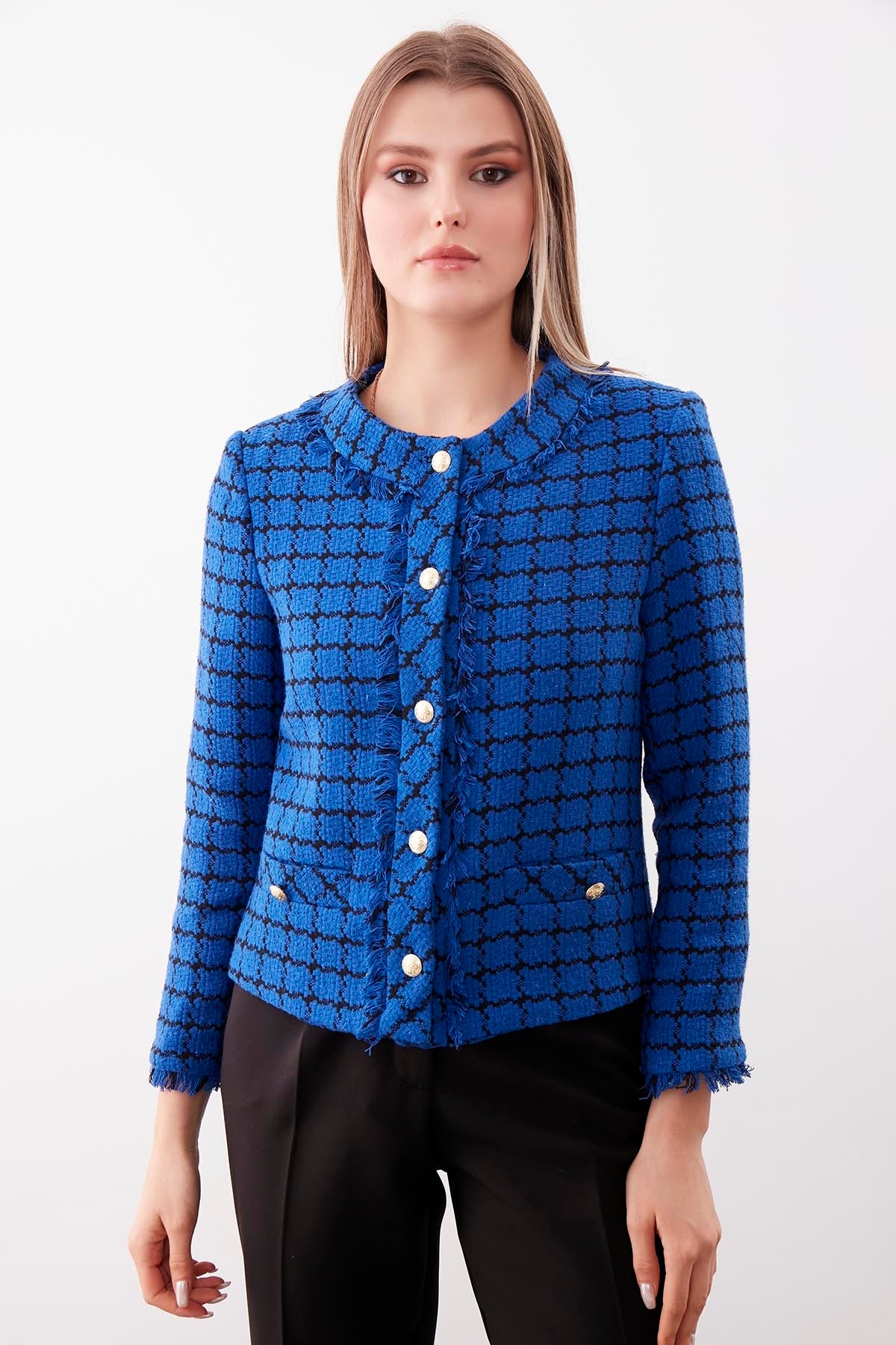 GOLD BUTTON PATTERNED CLASSY JACKET