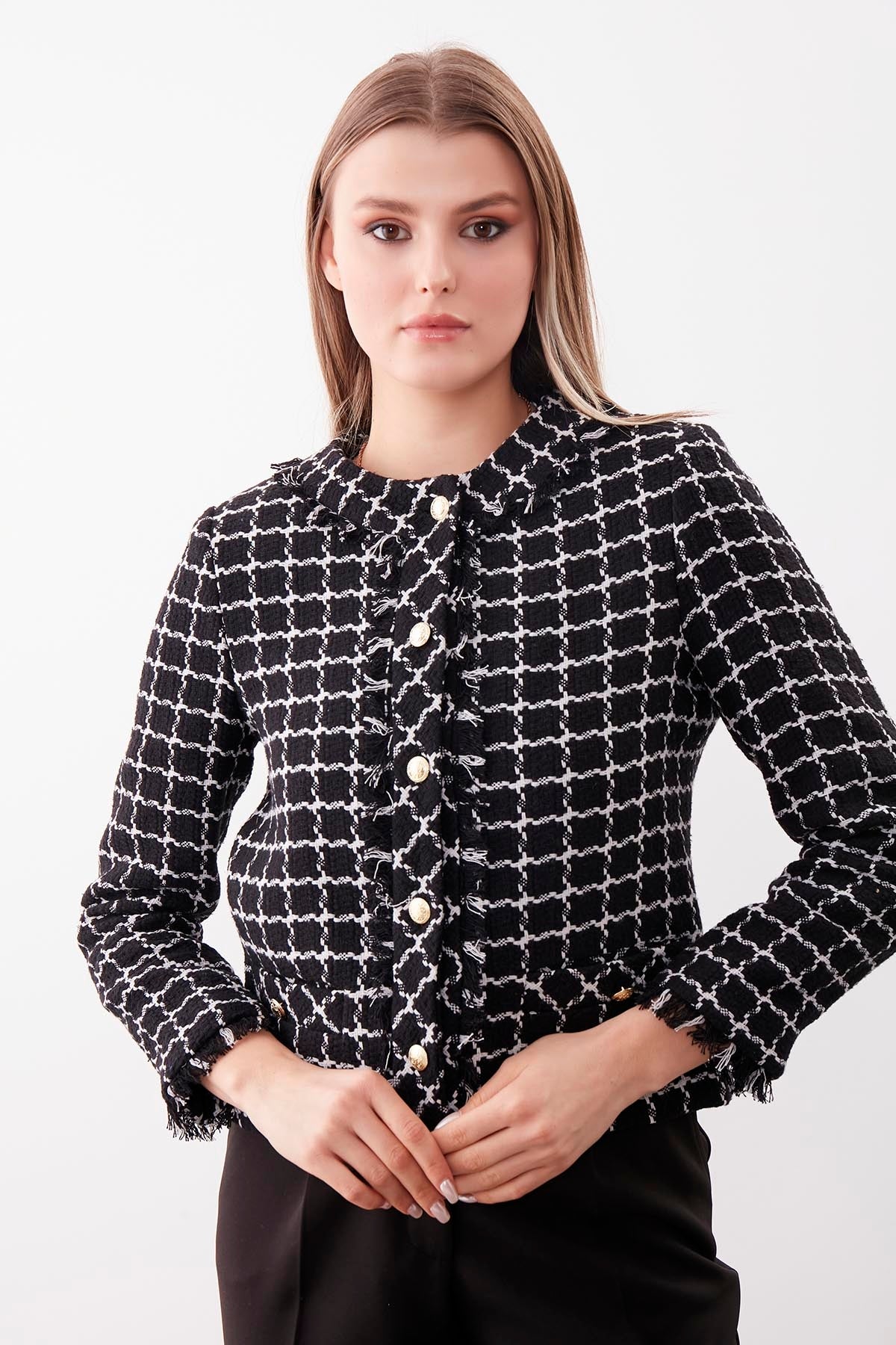GOLD BUTTON PATTERNED CLASSY JACKET
