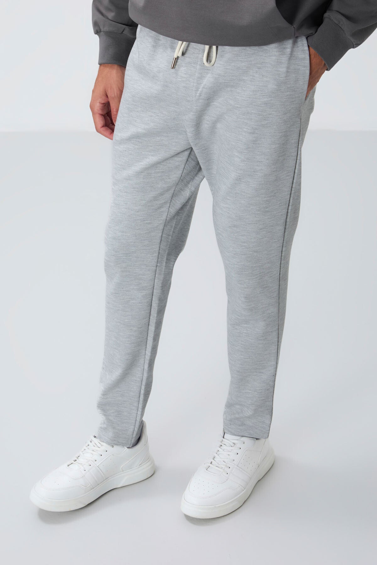 Textured Grey Surface Standard Fit Men's Tracksuit Bottom - 82155