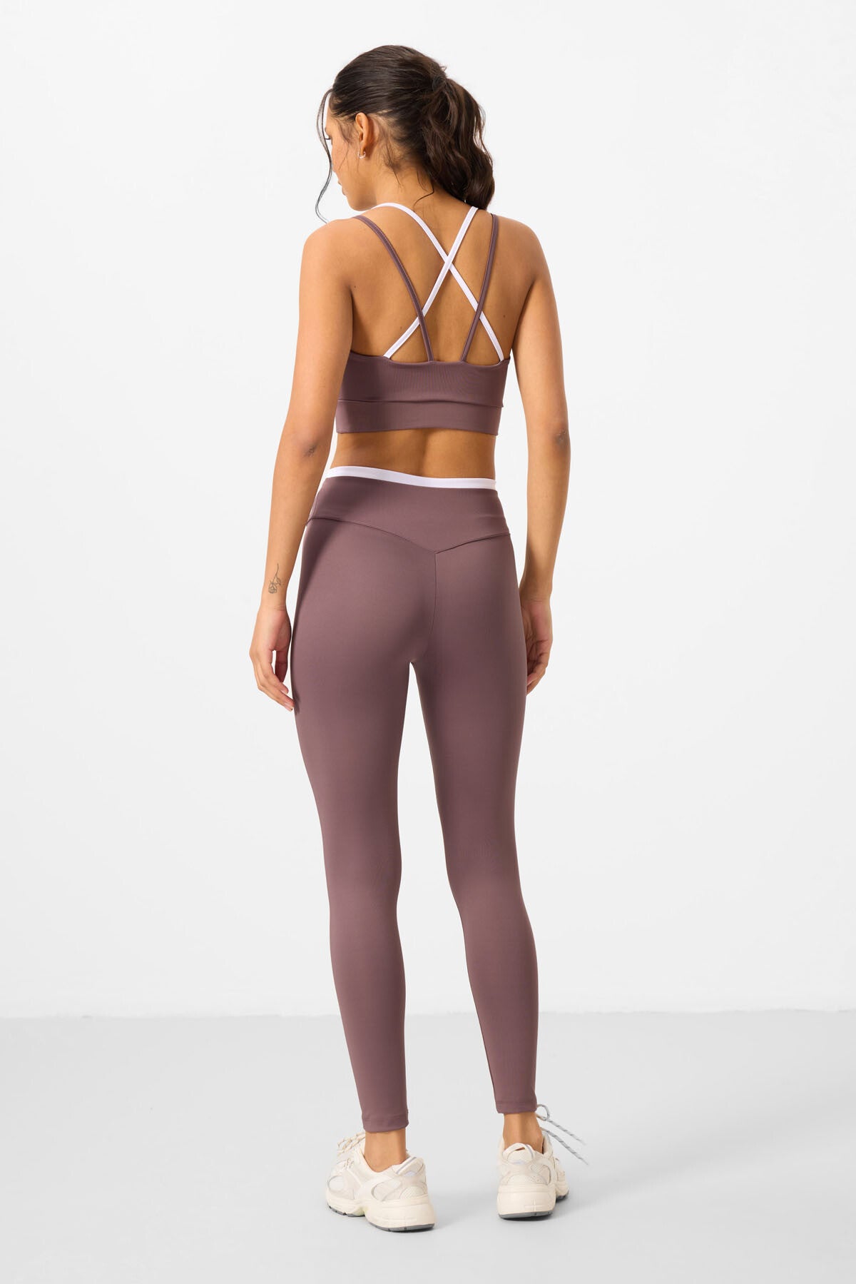 Dried Rose Polyester Flexible Standard Fit Performance Women's Tights Set - 95333