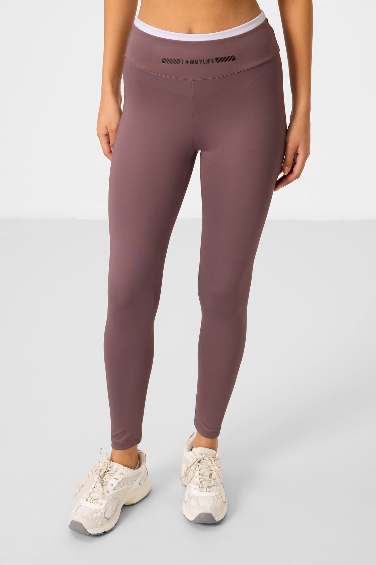 Dried Rose Polyester Flexible Standard Fit Performance Women's Tights Set - 95333