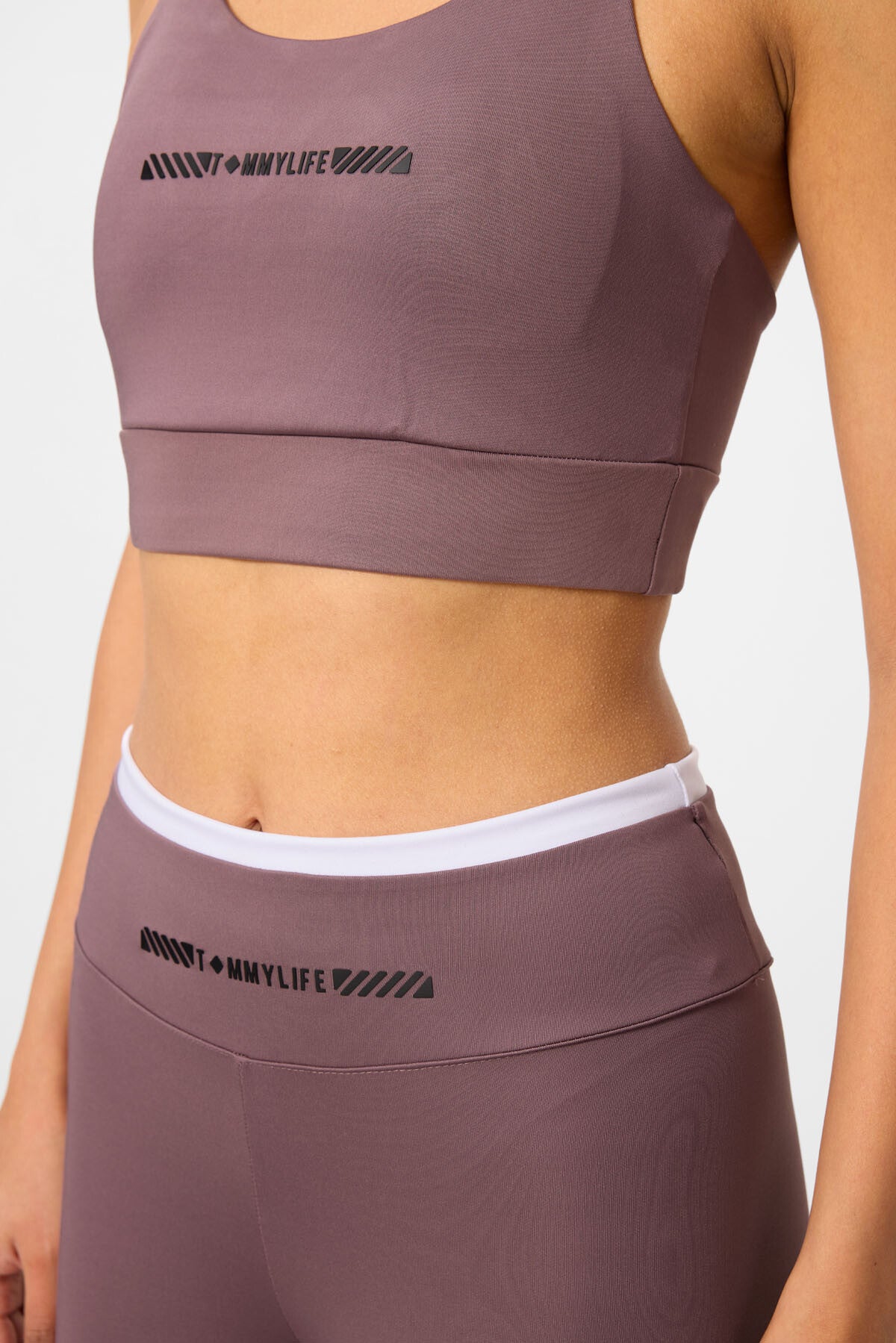 Dried Rose Polyester Flexible Standard Fit Performance Women's Tights Set - 95333