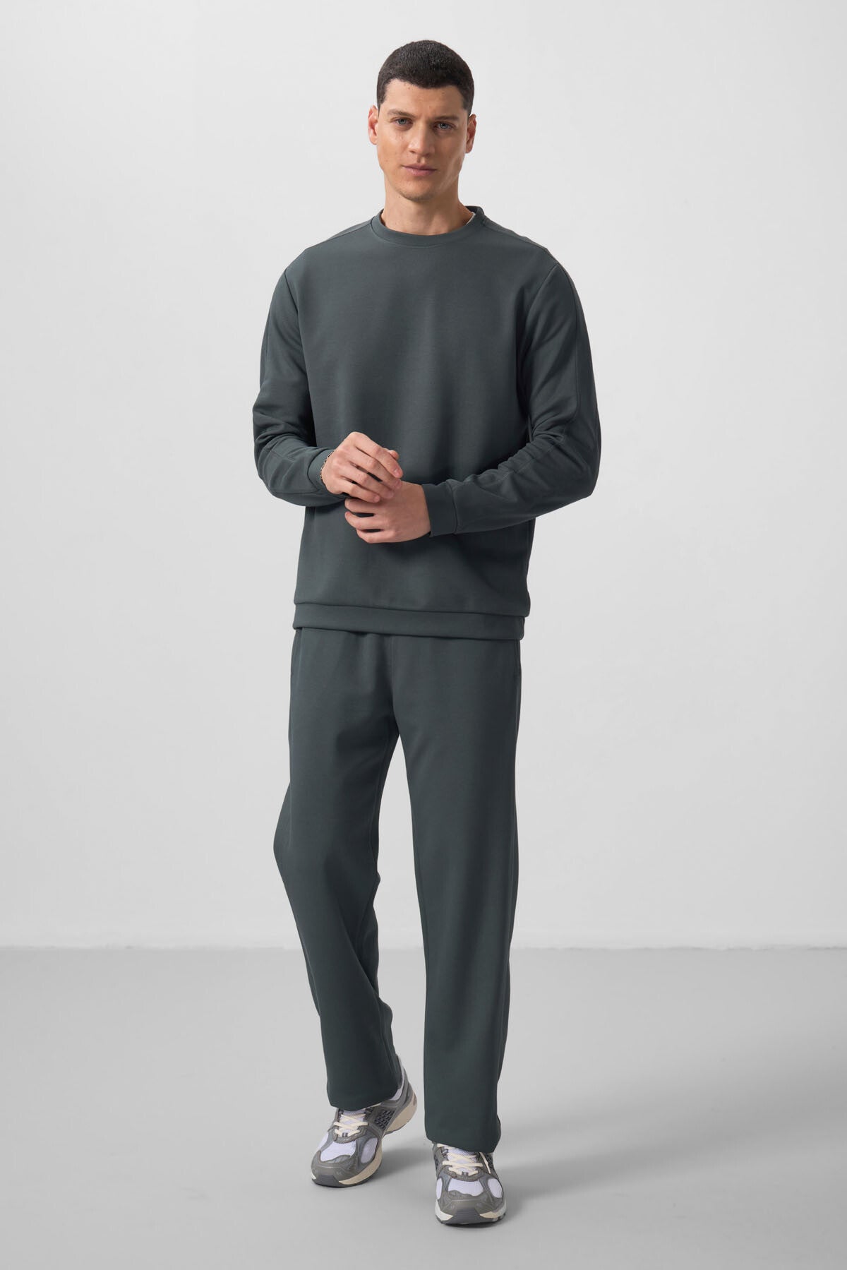 Textured Surface Right Oversize Men's Tracksuit Set - 85275