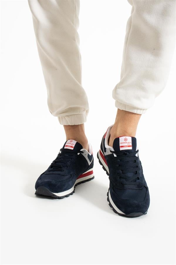Chile Genuine Leather Navy Red Men's Sports Shoes