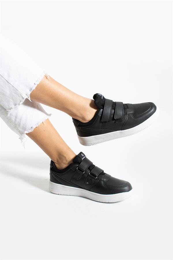 Cuzco Genuine Leather Black And White Women's Sports Shoes