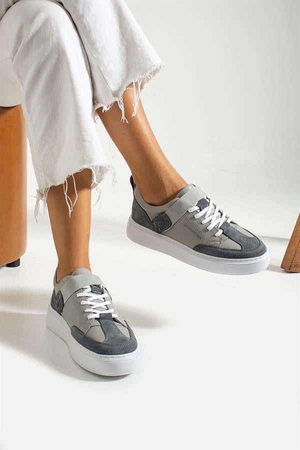 Genuine Leather Grey Women's Shoes