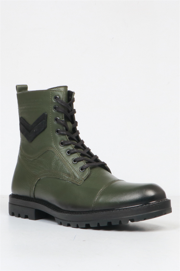 Real Leather Khaki Men's Boots