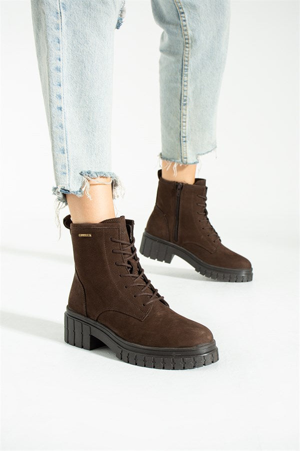 Argun Genuine Leather Coffee Women's Boots